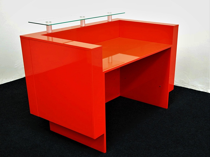 Red reception desk deals